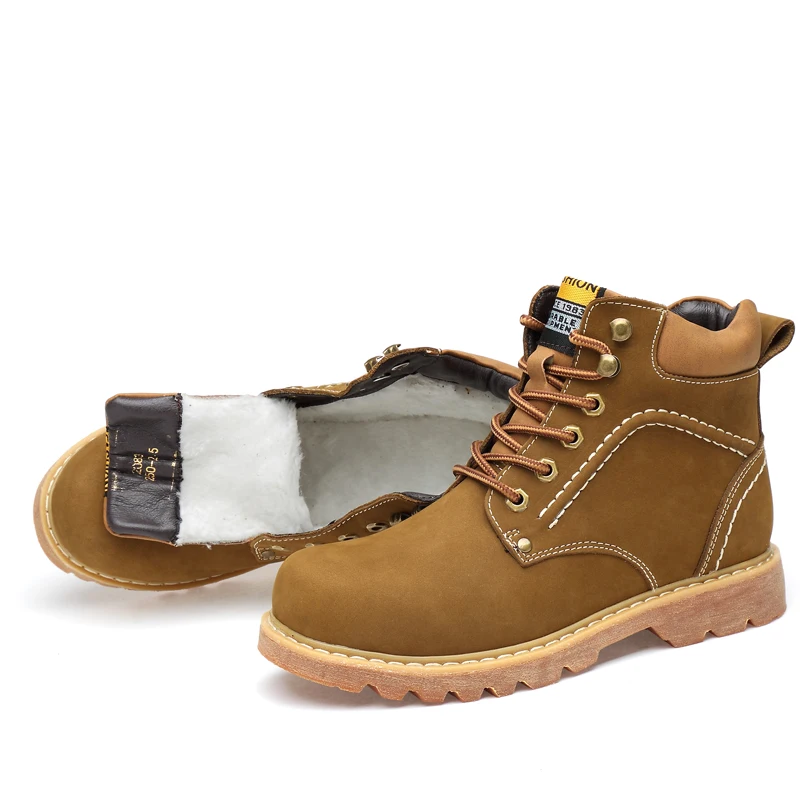 warm khaki Мужские рабочие ботинки с высоким берцем ботинки-оксфорды на нескользящей подошве кожаные Молодежные Ботинки martin мужские ботинки - Цвет: warm khaki