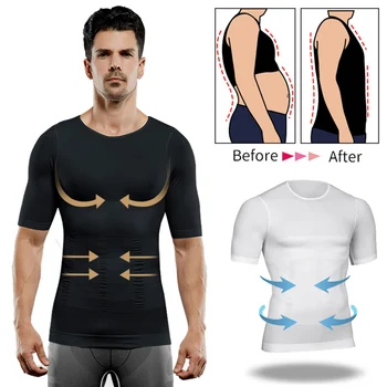 

IYUNYI Gynecomastia Chest Shaper Men's Slimming Body Shaper Sexy Mens Corset Fitness Shirt Waist And Abdomen Men Underwear