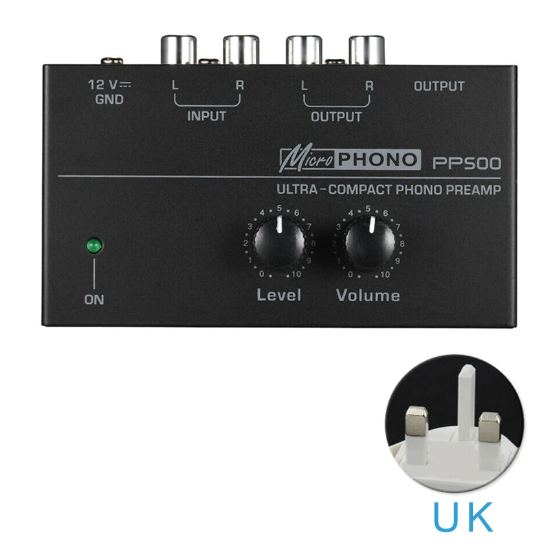 UK Plug Аудио Phono предусилитель ультра компактный проигрыватель электронный предусилитель Регулятор уровня громкости NC99 - Цвет: UK Plug