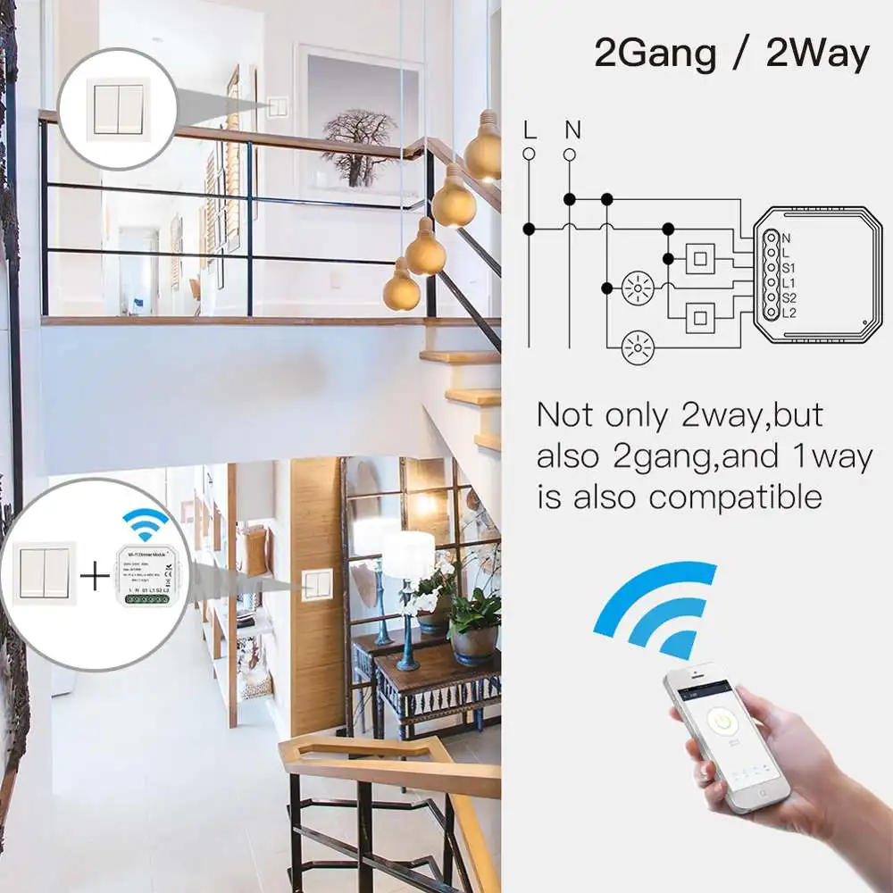 MoesHouse DIY WiFi Smart 2 Way 2 банда светильник светодиодный диммер модуль умный переключатель Smart Life приложение дистанционное управление работа Alexa Google Home