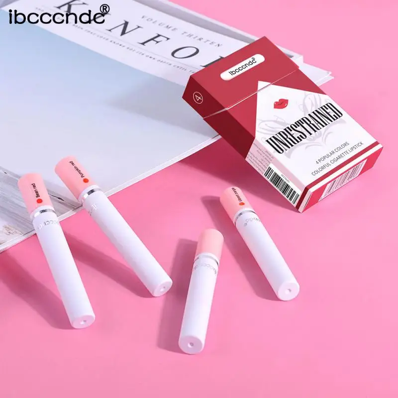 Ibcccndc 4 Colors Velvet Matte Lipstick Long Lasting Waterproof Cigarette Sexy Nude Red Lip Gloss Fog Surface Maquillaje TSLM2