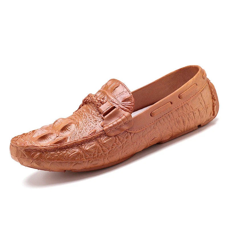 Men Casual Leather Shoes Italian Fashion Snake Skin Loafers designer Male Dress Moccasins Homme Tide Men Peas Shoes Lazy Shoes (5)