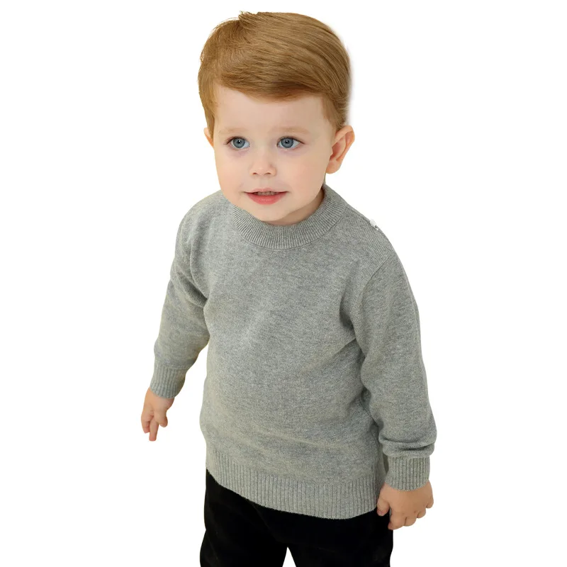 

2019 Autumn And Winter New Style Versatile Kids' Sweater Crew Neck High Collar Two Choice Pure Cotton Not Balling up