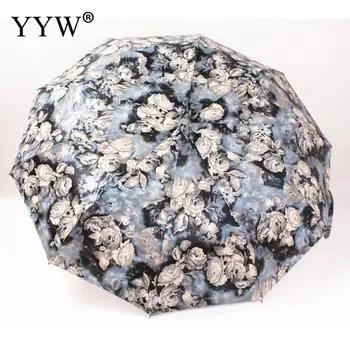 

Folding Umbrella Woman Fully Automatic Anti-Uv Rain Sunshine Windproof Umbrellas Parasol Lady Rose Printed Umbrella For Lover