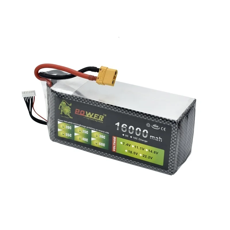 Высокая мощность 22,2 v 16000maH 45C Lipo аккумулятор для радиоуправляемых дронов автомобилей лодки Quodcopter запасные части 6s 10000mah 22,2 v перезаряжаемая батарея