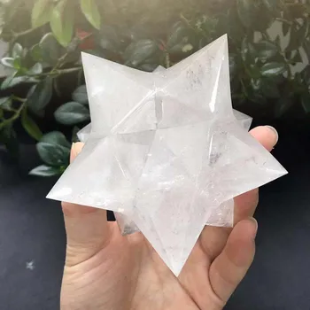 

12 Angle Unique magic carved natural clear quartz crystal merkaba reiki decoration MJP
