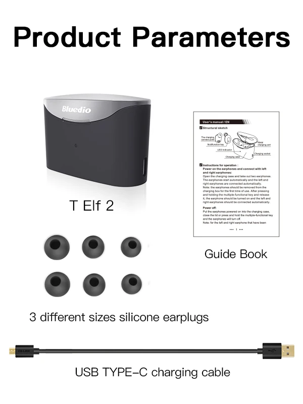 Bluetooth наушники TWS беспроводные наушники Bluedio T-elf 2 Водонепроницаемая Спортивная гарнитура беспроводные наушники в ухо с зарядным устройством