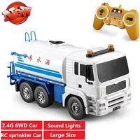 High Simulation Sprinkler Car Six Wheels Large Size Remote Control Sprinkler Truck Vehicle Sprinkling Music Sound Light Toy Gift 1