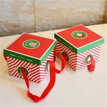 

Hot 20Pcs Candy Box Christmas Decoration Small Gift Red Striped Box Packaging Santa Claus Xmas Tree Candy Apple Cookie Boxes