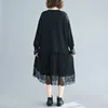long sleeve plus size black cotton lace vintage women casual loose autumn winter elegant dress clothes 2022 ladies dresses ► Photo 2/6