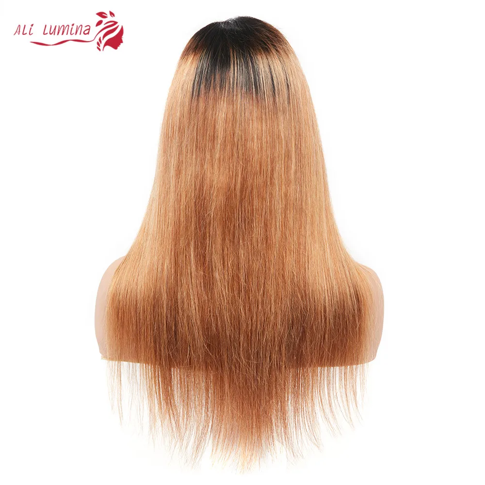 1B27 Ombre Malaysian Straight Wig Honey Blonde 30 Inch Wig Remy Colored Human Hair Wigs 4X4 Lace Closure Wigs For Women