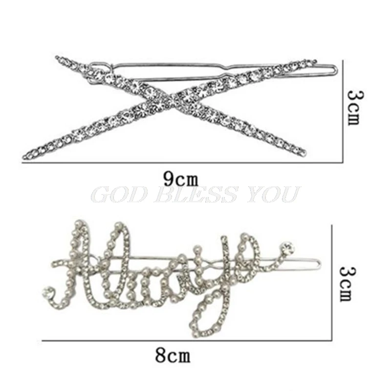 Минималистичные дамские Стразы с буквами почерк лягушка Бобби шпильки крестообразные боковые челки конский хвост держатель зажимы стильные заколки