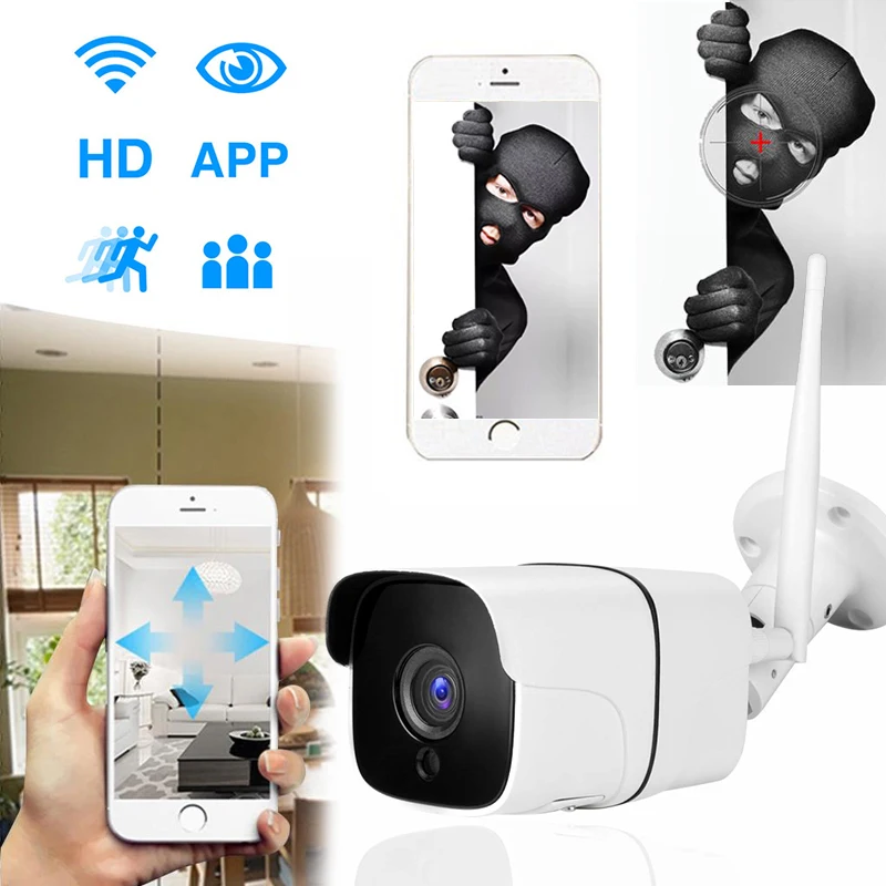 HD 1080P Беспроводная sd-карта слот звук для камеры 2.0MP видеокамера с Wi-Fi ночного видения металлическая Водонепроницаемая наружная камера