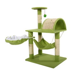 Tour de support d'escalade pour chat en Sisal, 32 pouces, Stable, mignon, agneau, chat vert, maison sautante, poste à gratter, jouet 