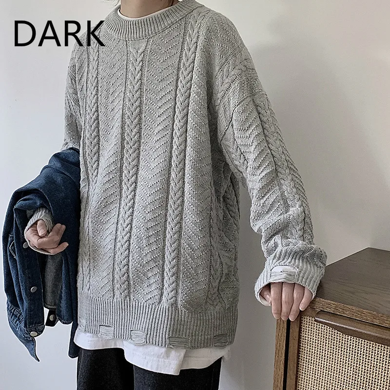 

2020 Autumn Port Style Loose Long-sleeved Men's And Women's Dark Japanese Style Knitting Hole Hot Sweater