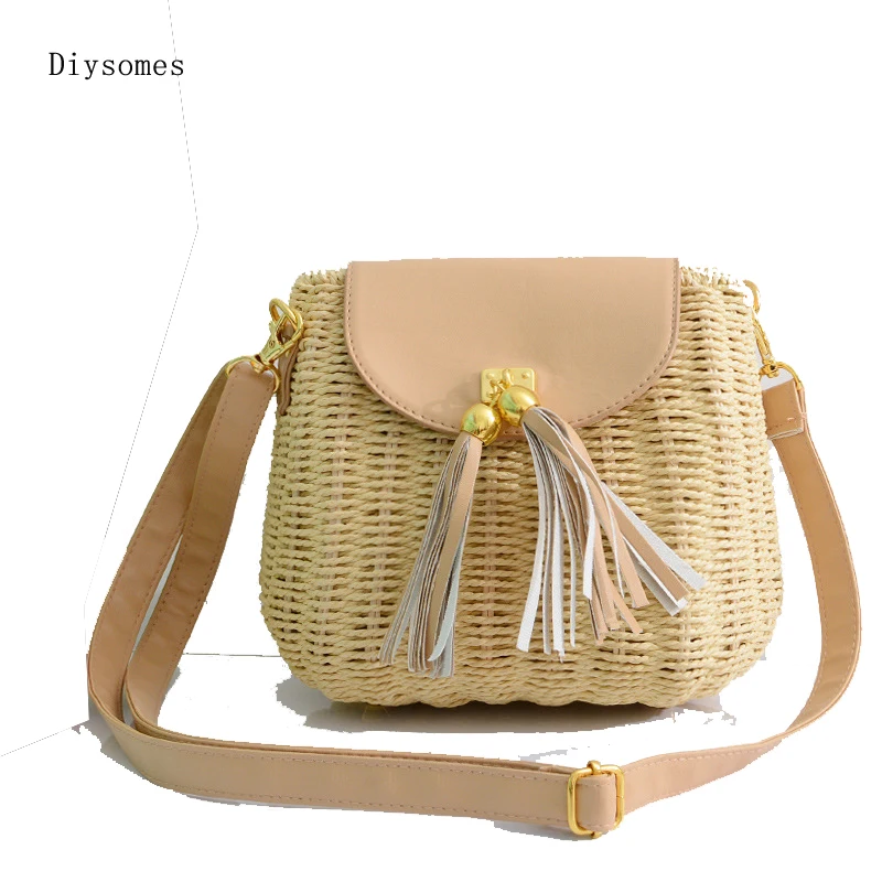 Женские соломенные сумки с кисточками diysoms винтажная трикотажная сумка из