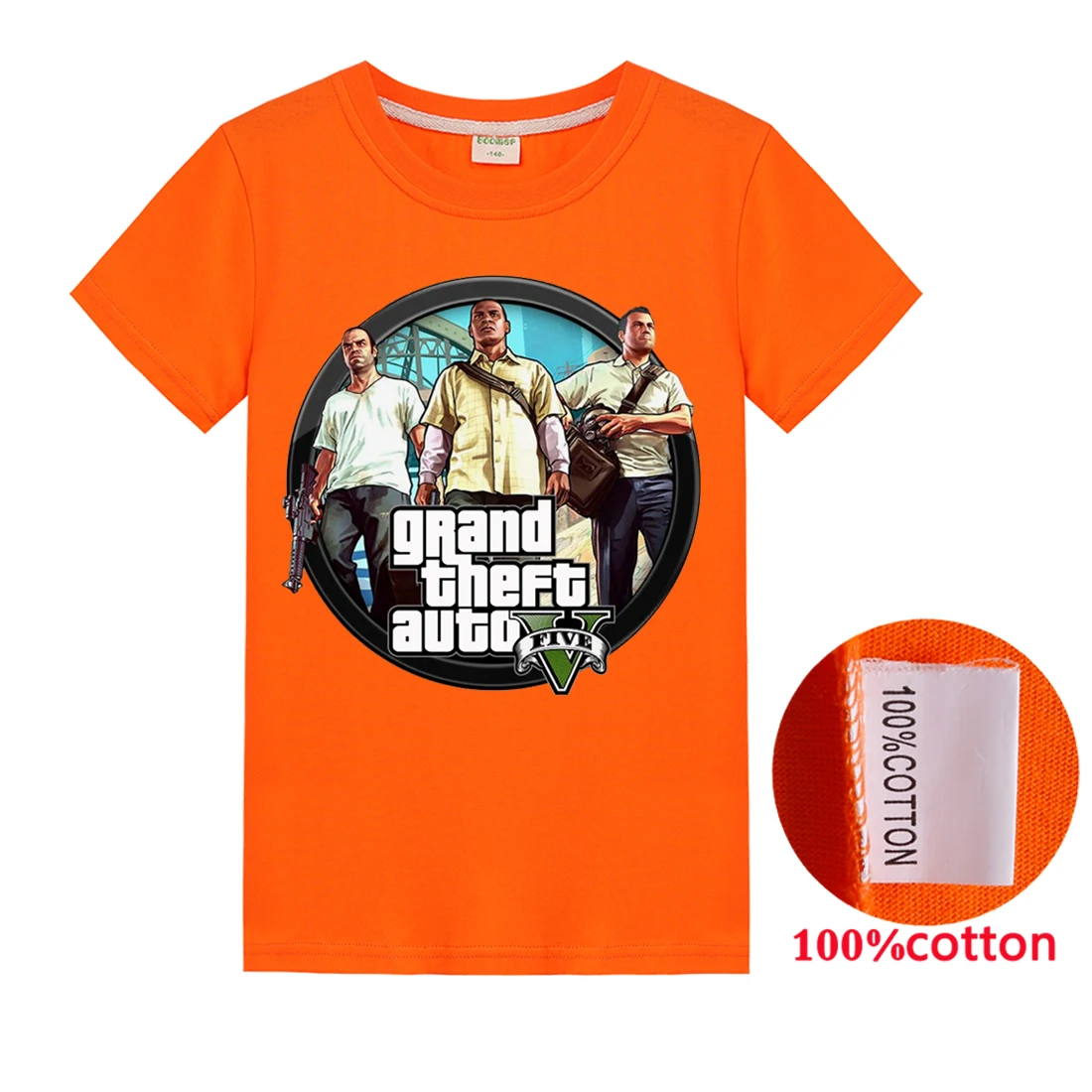 T1214 Новые детские футболки с изображением Grand Theft Auto Gta V 5 Детская футболка с изображением игры GTA 5 футболки в уличном стиле, толстовки с капюшоном для мальчиков, свитер Одежда для девочек - Цвет: T1214