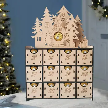 

Christmas Wooden Countdown Advent Calendar Box DIY 24 Drawers Candy Gift Boxes Wedding Ornament Home Decoration