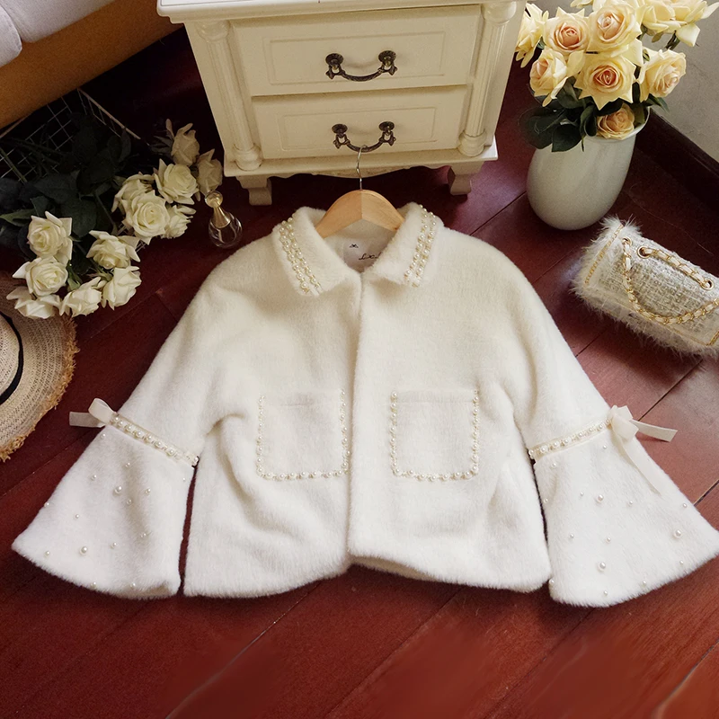 YUZACDWX Chaquetas Mujer Новая зимняя высококачественная шуба из искусственного меха норки Новая модная короткая куртка с бисером