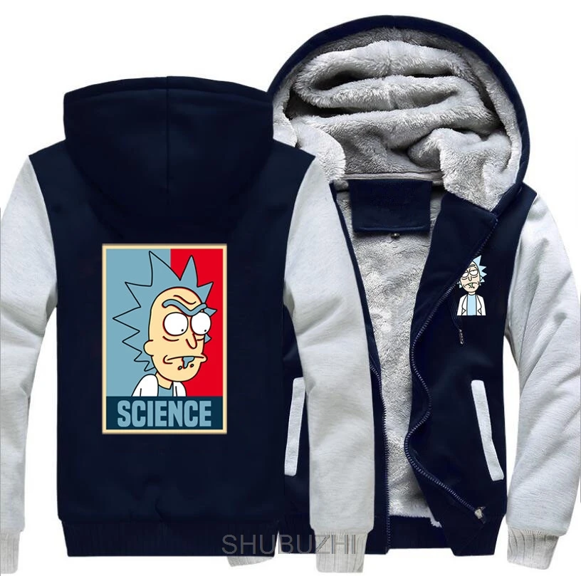 Толстовки с капюшоном в стиле аниме «Science Rick and Morty», плотные мужские зимние теплые куртки shubuzhi, спортивный костюм, мужской свитер, японское пальто - Цвет: same as picture
