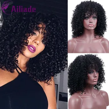 

AILIADE 14Inch Soft Short Synthetic Wigs For Black Women High Temperature Fiber Ombre Twist Hair Afro Kinky Curly Wig