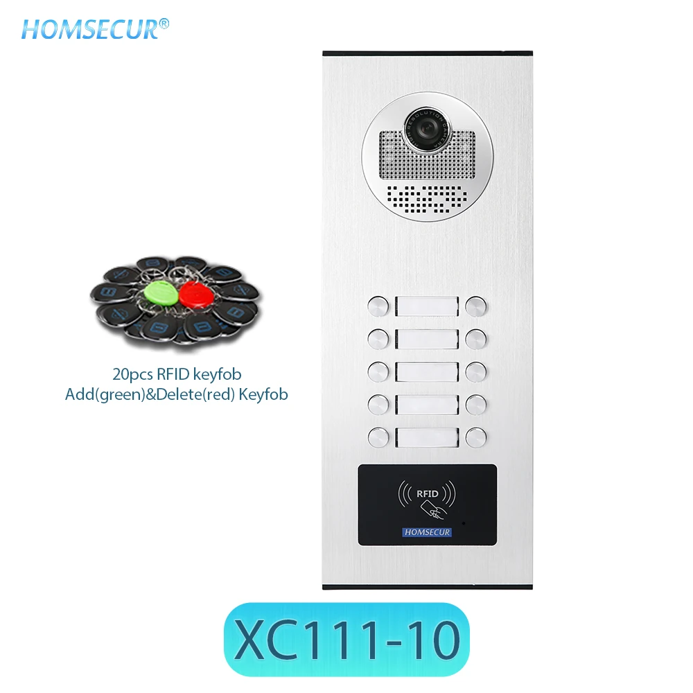 HOMSECUR 530C/XC111-2/3/4/6/8/10/12 открытый камеры ИК Ночное видение RFID разблокировки для мульти-квартиры видео-дверной звонок Домофон Системы - Цвет: XC111-10
