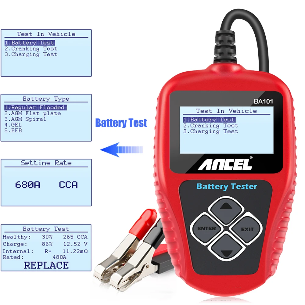 ANCEL BA101 Tester Batteria Auto Professionale 12V 100-2000 CCA 220AH Analizz... 