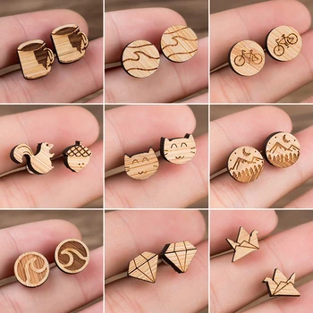 

New Vintage Earrings 2020 Geometric Wave Cat Squirrel Small Earings for Women Kids Boho Snow Mountain Earing Jewelry Brincos