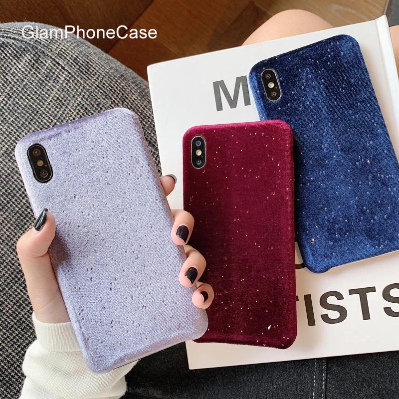 

GlamPhoneCase Solid Color Felt Phone Case For iPhone11Pro/Max X XS Max XR Soft Silicone Cover For iPhone11 7 8 6 6s Plus Case