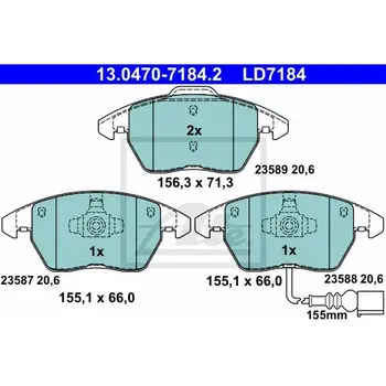 

Disc pads front Ceramic \ Audi A3, VW Golf/Passat/Touran 03 ATE 13047071842