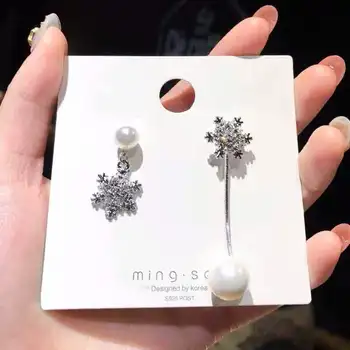 

Glamour Earrings Sales Personality Snowflake Asymmetric Earrings Women's Long Temperament Face Thin Earrings Wholesale