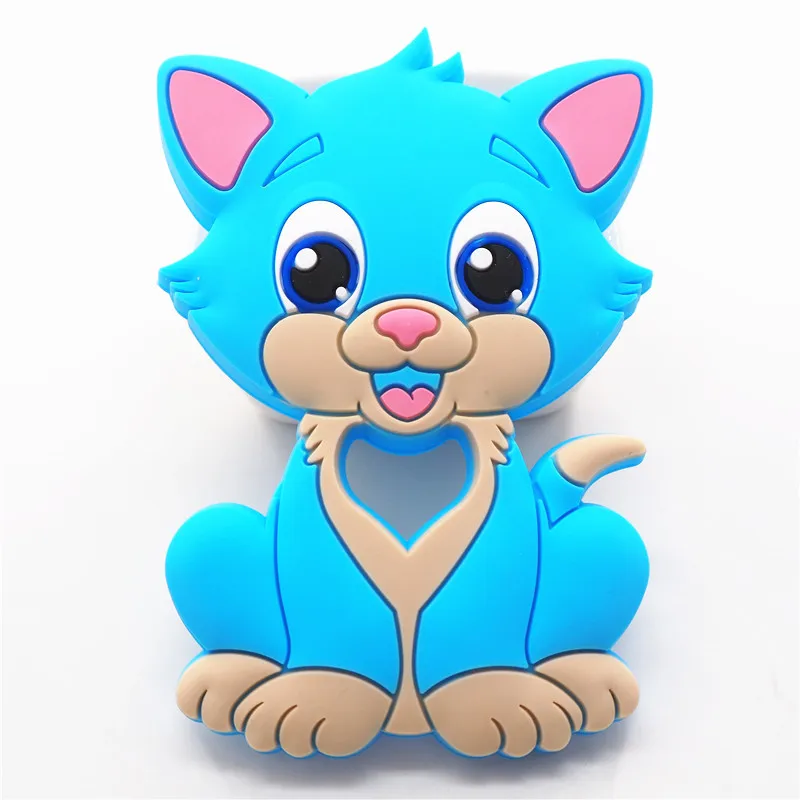 Chenkai 50 шт Силиконовый грызунок с котом DIY Детская, жевательная Подвеска для кормления сенсорного котенка, Прорезыватель зубов, пустышка, ювелирная игрушка Gfit - Цвет: Sky Blue
