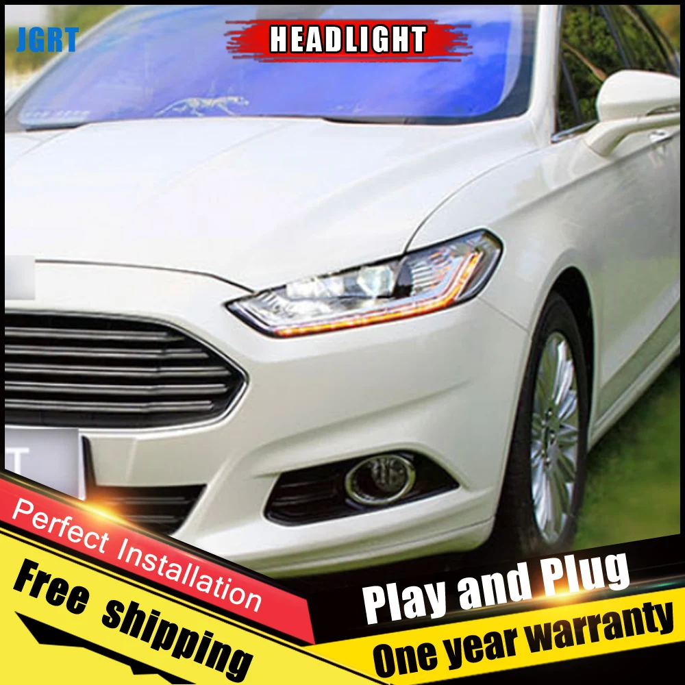 Günstige Auto Stil LED scheinwerfer für Ford Mondeo 2013 2015 für Mondeo kopf lampe LED Objektiv Doppel Strahl H7 HID xenon bi xenon objektiv