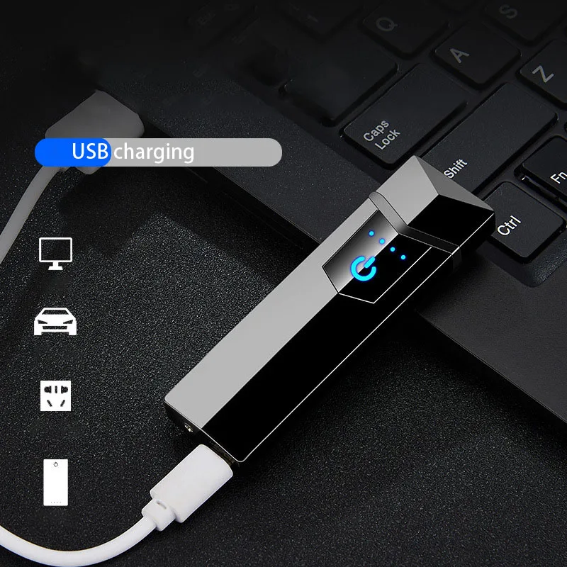 Прикуриватель сенсорный выключатель Зажигалка USB Перезаряжаемый Зажигалка ветрозащитный негорящий электронный зажигалка для курения