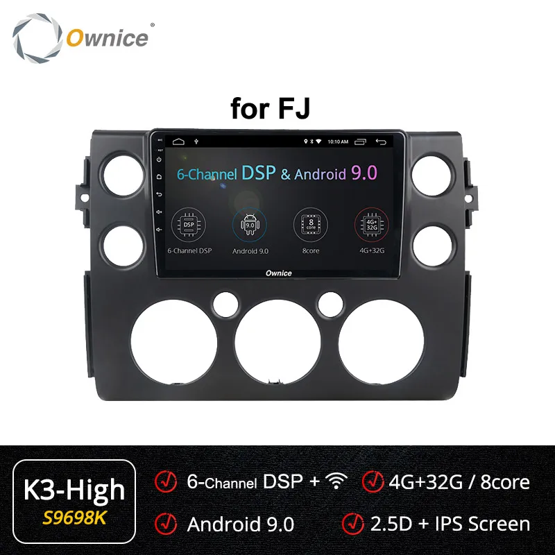 Ownice gps Navi Автомагнитола k3 k5 k6 для 2007 2008 2009- Toyota FJ CRUISER Android 9,0 2din Автомагнитола 4G LTE DSP SPDIF - Цвет: S9698 K3 HIGH