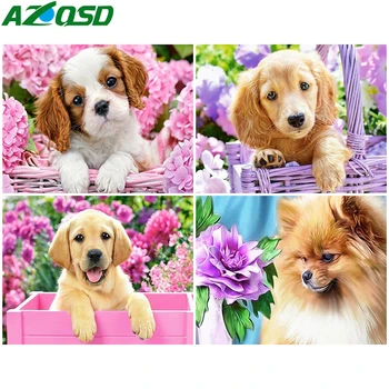 

AZQSD Oil Painting By Number Canvas Dog DIY Handpainted Gift Art Kits Coloring By Numbers Animal Decor For Home Acrylic Paint