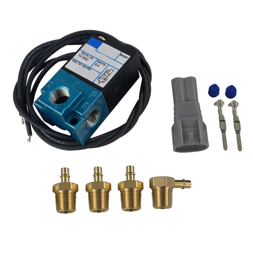 3 Port 5.4W Electronic Boost Control Solenoid Valve + Barbed Brass Fittings