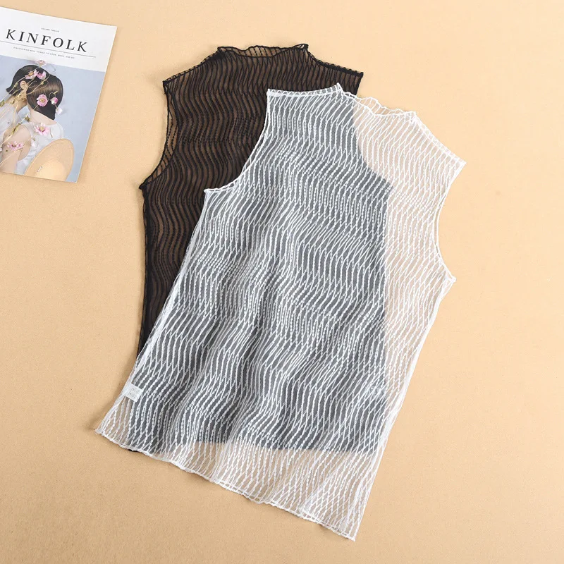 

White Black Mesh Shirt Fake Collars for Women Shirt Stand-up False Collar Vest Crop Tops Neckwear Shirt Detachable Collar