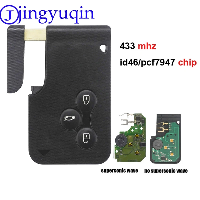 Jingyuqin смарт-ключ карта для Renault Megane II Scenic Grand 2003-2008 433 МГц PCF7947 чип ID46 3 кнопки PCB