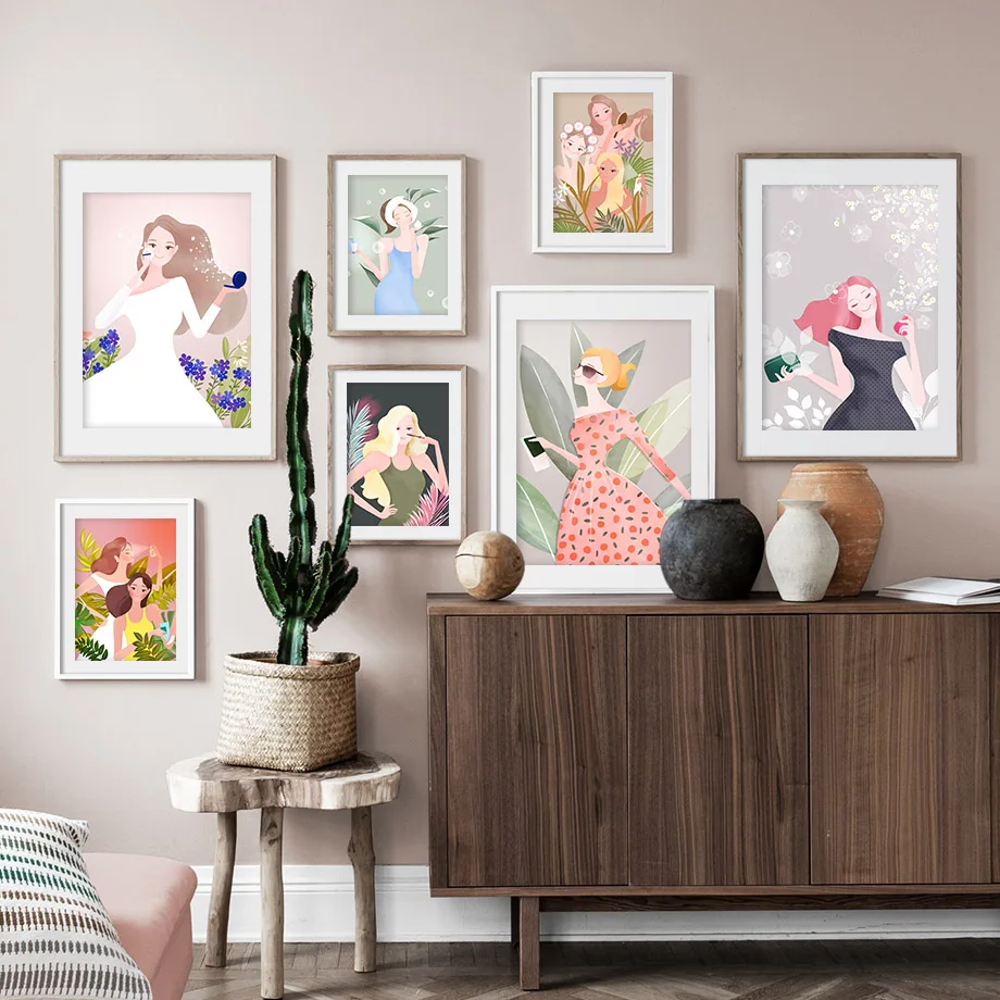 

Fashion Girl Flower Makeup Plant Wall Art Print Canvas Painting Nordic Canvas Posters And Prints Wall Pictures For Living Room