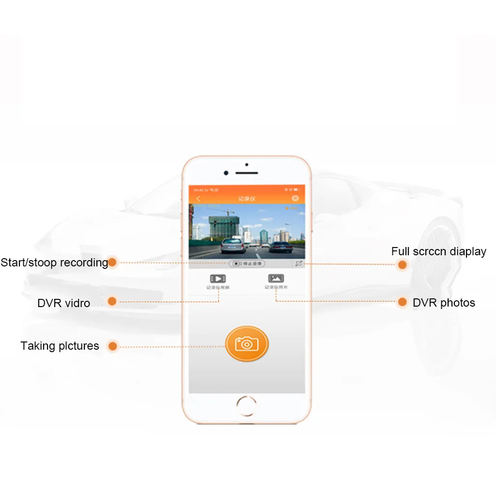 Мини видеорегистратор автомобильный с поддержкой Wi Fi 360 градусов HD