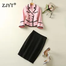 

Fashion Women Autumn Winter Dress Suit Office Party Sweet Outfit Elegant Woolen Jacket with Pencil Skirt 2 Piece Set