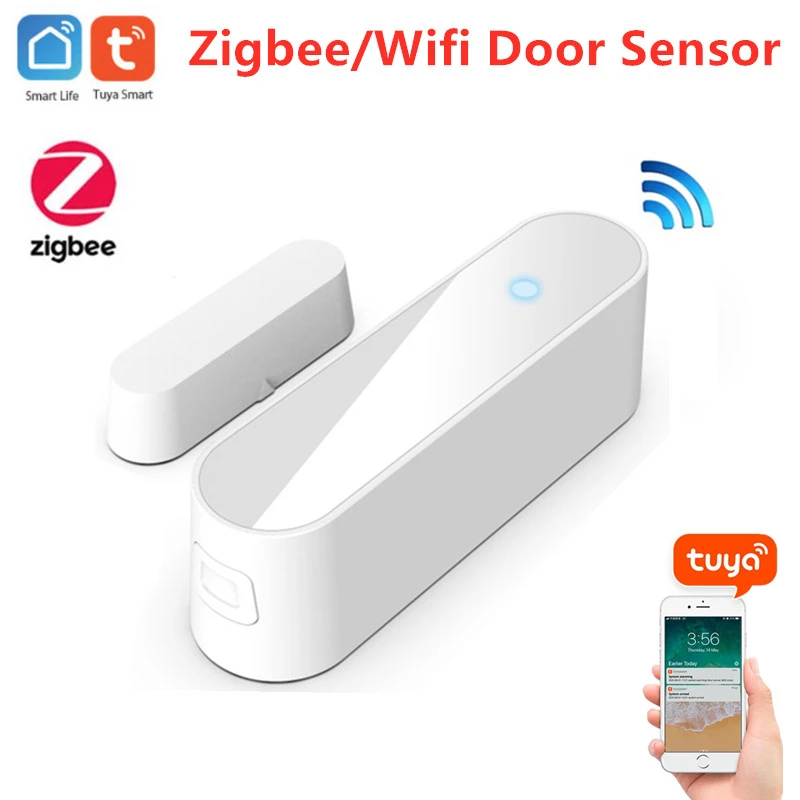 Tuya Zigbee/Wifi Door Sensor Home Security Protection Alarm Safety Window Door Open/closed Detector Support Tuya Smart Home App emergency strobe lights