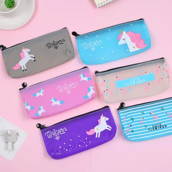 

Colorful Fancy Unicorn Pencil Box Case Pen Bag Kawaii Animal Star Organizer Pouch Waterproof Material School Stationery Kit Gift