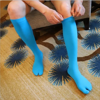 

Men's Sexy Silky Pantyhose See Through Thigh High Stockings Mid-Calf Socks Men's Sports Split Toe Velvet Socks