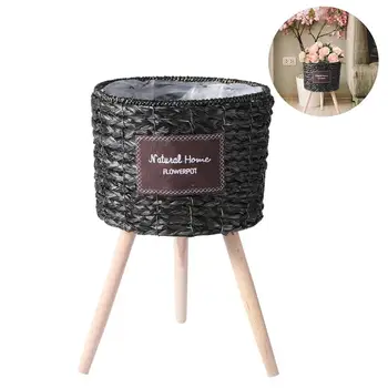 

1 Set Flowerpot Straw Baskets with Legs Flowers Decorative Woven for Home