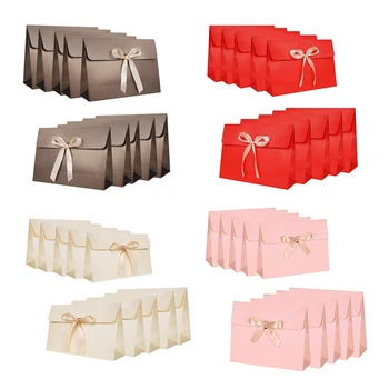 

10 Pack Paper Gift Bags with Bow Ribbon Deluxe Scarf Gloves Xmas Bag