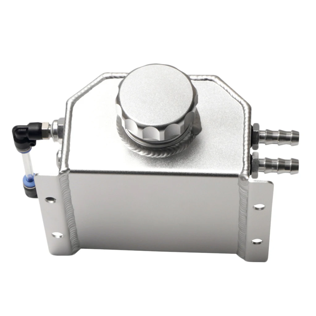 Universal 1L Aluminium Alloy Water Coolant Header Overflow Expansion Tank Reservoir(Polished)