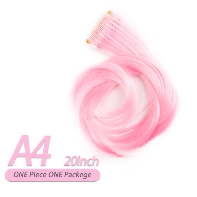 AIYEE Hair Extensions Pure RainBow Hairpiece Clip In Hair Piece Synthetic Long Straight Ombre Pink Red Rainbow Hair Piece A4