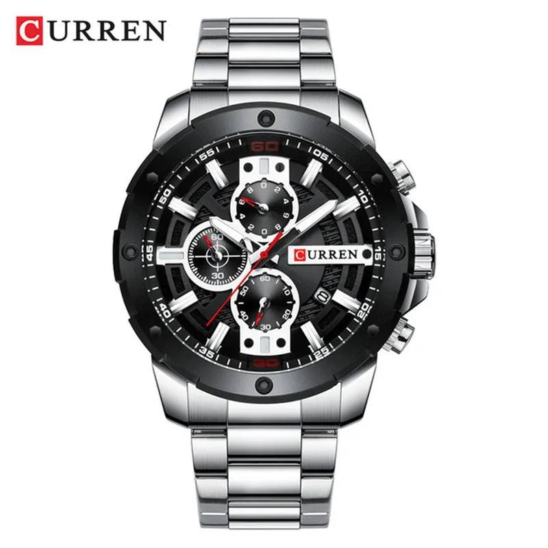 

Curren/Karui En 8336 Men Steel Belt Casual Watch Small Dial Quartz Calendar Six Hands Watch